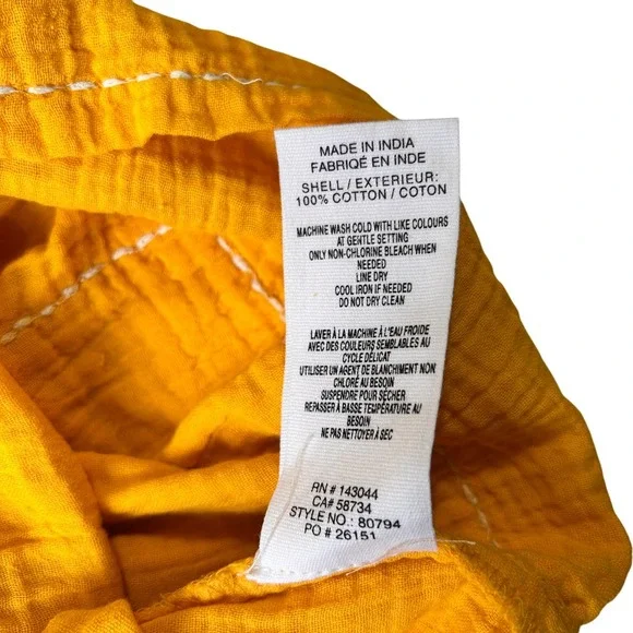 Avec Les Filles 2 Piece Gauze Set Button Front Shirt Drawstring Shorts Medium - Picture 3 of 6